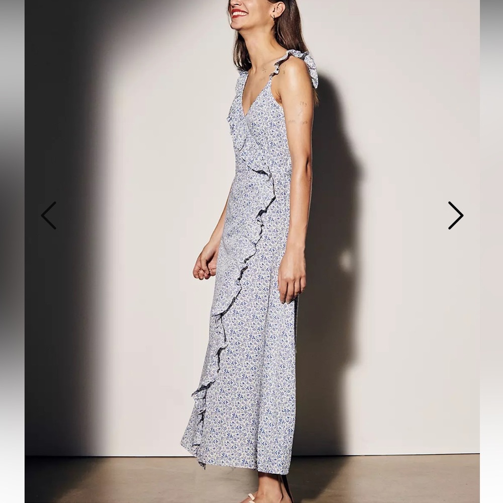 Madewell floral ruffled wrap maxi dress